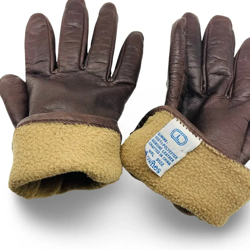 Fownes Womens Brown Leather Gloves Size Large L Lined Winter Driving Vintage